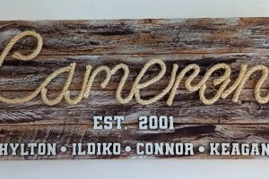 Grey with rope Family Name Board