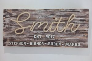 Family Name Board – Brown/Grey with rope
